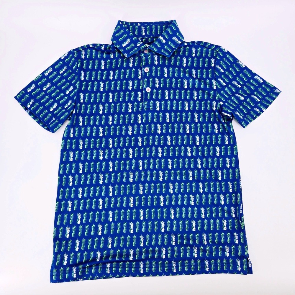 Tailorbyrd Boys Blue‎ Pineapple Performance Shirt M 10/12 NWOT Preppy Coastal